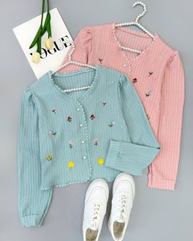 شومیز ژاکاردکش گلدوزی شده کد 4610
