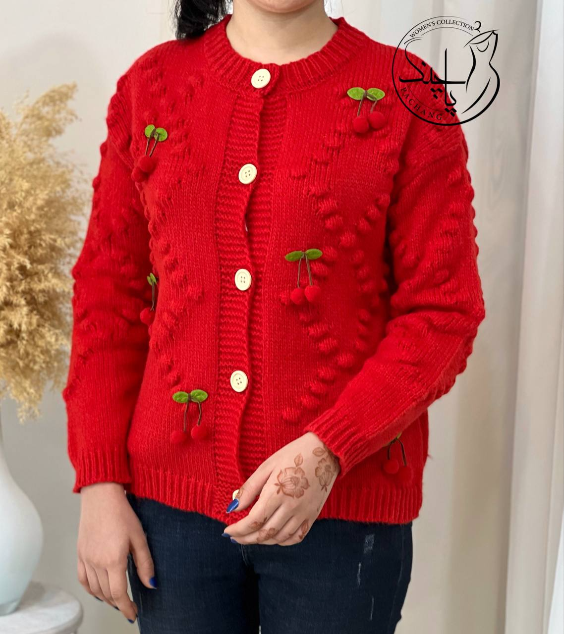 ژاکت-بافت-آلبالویی-کد-2251