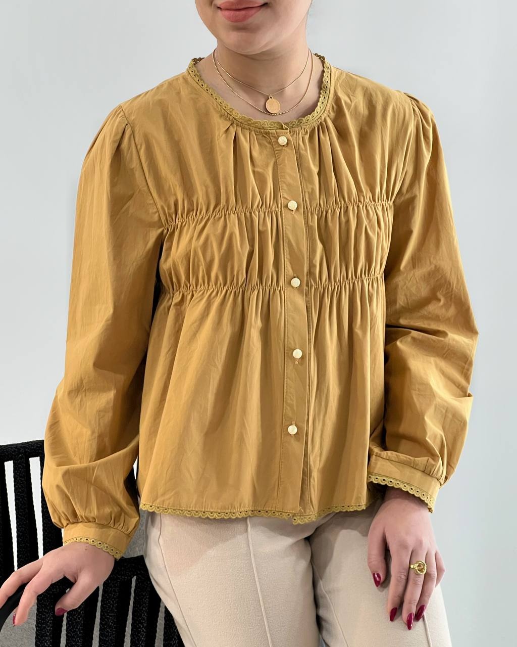 شومیز-جلو-دکمه-نوار-دوزی-کد-4576