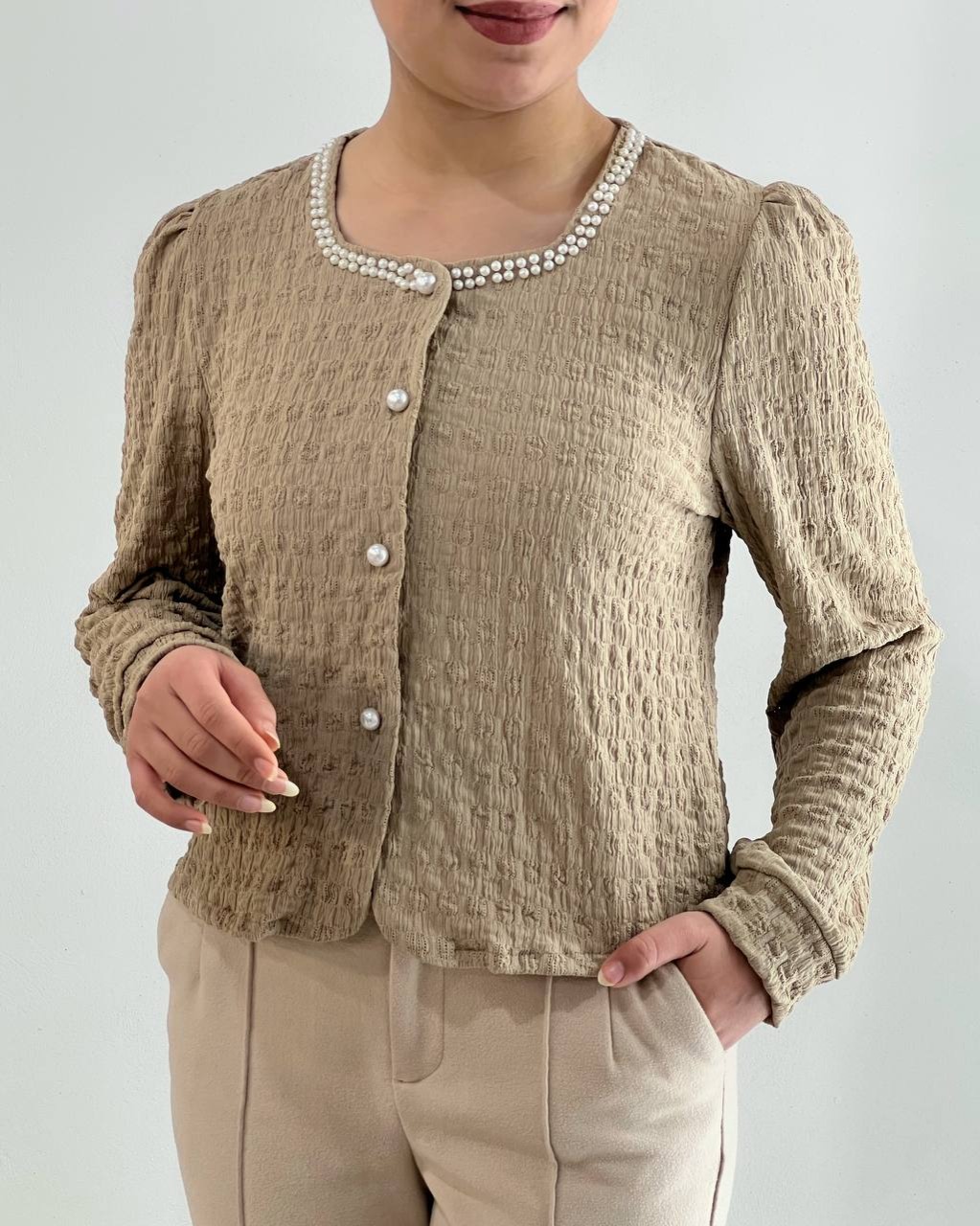 شومیز-ژاکاردکش-مرواریددوزی-کد-4619