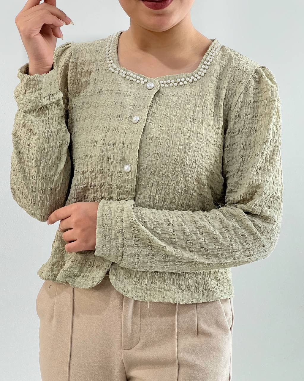شومیز-ژاکاردکش-مرواریددوزی-کد-4619