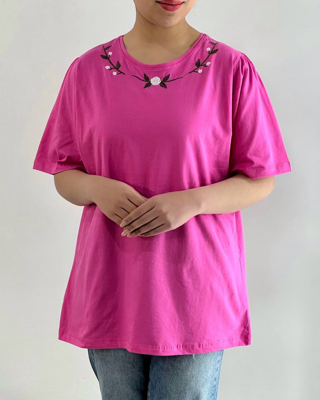 تیشرت-ساده-سرشانه-چین-گلدوزی-کد-4743